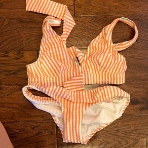 NWT J. CREW Seersucker Small bikini set S